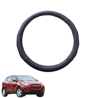 Steering Wheel Cover for Hyundai iX35 2010 - 2015 (LM) - Black Microfiber Leather - Circle 38 cm
