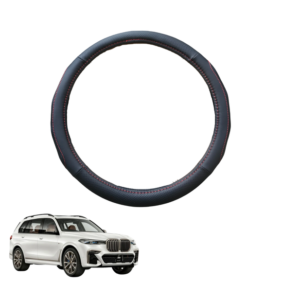 Steering Wheel Cover for BMW X7 2019 - Current (G07) - Black Microfiber Leather - Circle 38 cm