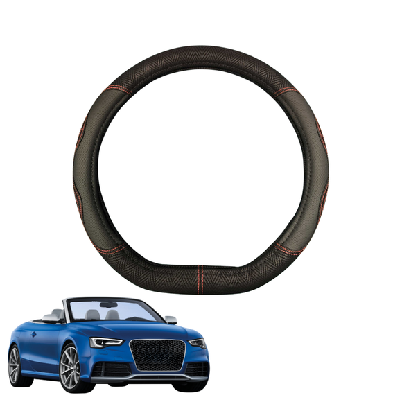 Steering Wheel Cover for Audi A5 S5 RS5 2017 - Current (Coupe/Cabriolet) - Black Microfiber Leather - D-Shape 38 cm