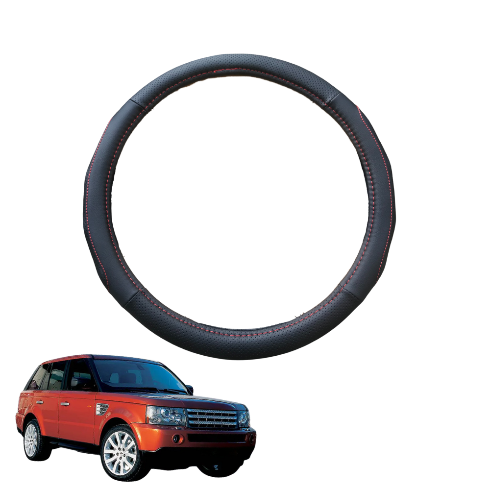 Steering Wheel Cover for Land Rover Range Rover Sport 2005 - 2013 L320 - Black Microfiber Leather - Circle 38 cm
