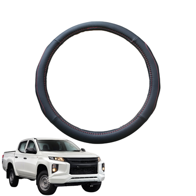 Steering Wheel Cover for Mitsubishi Triton Club Cab 2015 - 2023 (MQ MR) - Black Microfiber Leather - Circle 38 cm