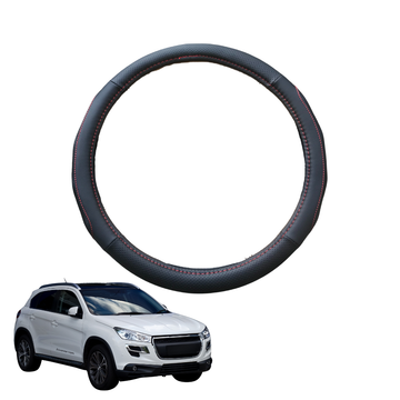 Steering Wheel Cover for Peugeot 4008 SUV 2012 - 2017 - Black Microfiber Leather - Circle 38 cm