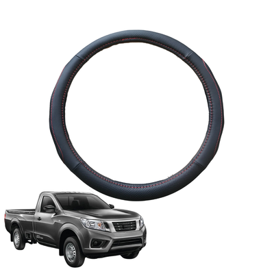 Steering Wheel Cover for Nissan Navara Single Cab 2015 - Current (NP300/D23) - Black Microfiber Leather - Circle 38 cm
