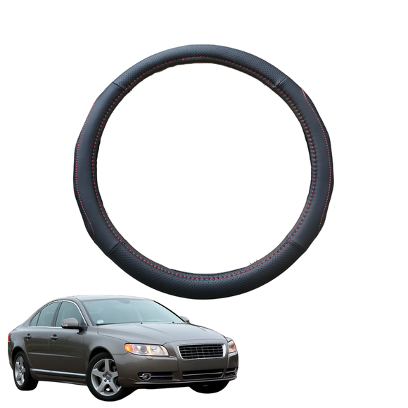 Steering Wheel Cover for Volvo S80 2006 - 2016 - Black Microfiber Leather - Circle 38 cm
