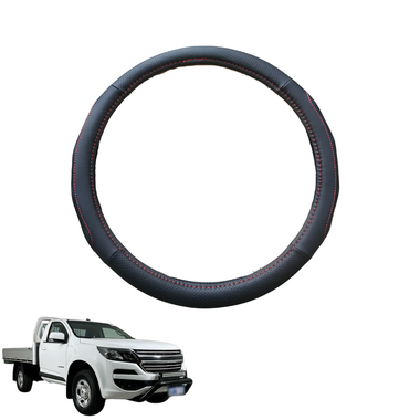 Steering Wheel Cover for Holden Colorado Ute Single Cab 2017 - 2020 (RG) - Black Microfiber Leather - Circle 38 cm