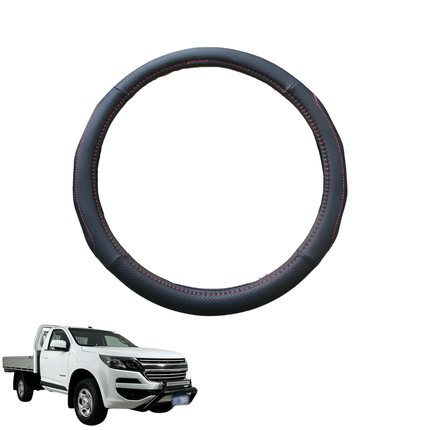 Steering Wheel Cover for Holden Colorado Ute Single Cab 2017 - 2020 (RG) - Black Microfiber Leather - Circle 38 cm