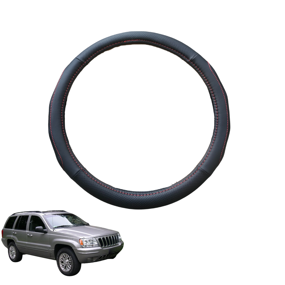 Steering Wheel Cover for Jeep Grand Cherokee 1999 - 2005 (WJ/WG) - Black Microfiber Leather - Circle 38 cm