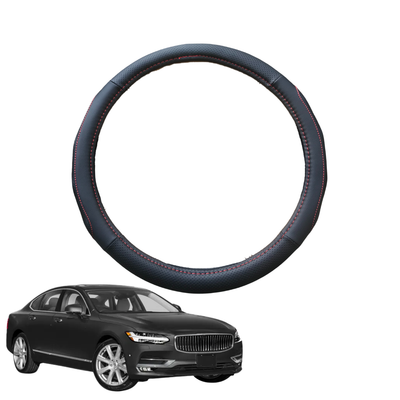 Steering Wheel Cover for Volvo S90 2017 - 2020 - Black Microfiber Leather - Circle 38 cm