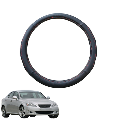 Steering Wheel Cover for Lexus IS 2005 - 2013 10R, 30R, 20R, 21R - Black Microfiber Leather - Circle 38 cm
