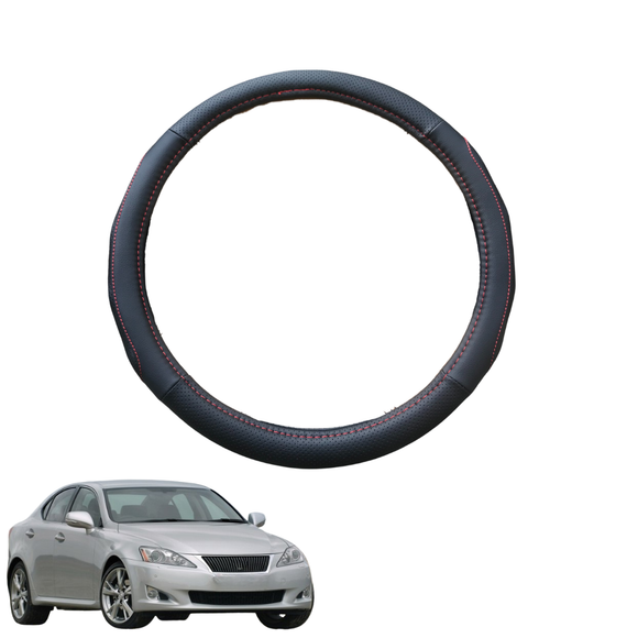 Steering Wheel Cover for Lexus IS 2005 - 2013 10R, 30R, 20R, 21R - Black Microfiber Leather - Circle 38 cm