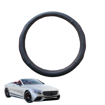 Steering Wheel Cover for Mercedes-Benz S-class 2014 - 2020 Cabriolet - Black Microfiber Leather - Circle 38 cm