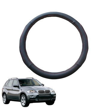 Steering Wheel Cover for BMW X5 2007 - 2013 (E70) - Black Microfiber Leather - Circle 38 cm