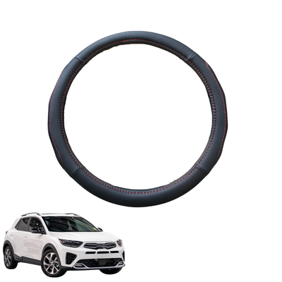 Steering Wheel Cover for Kia Stonic 2021 - Current YB - Black Microfiber Leather - Circle 38 cm