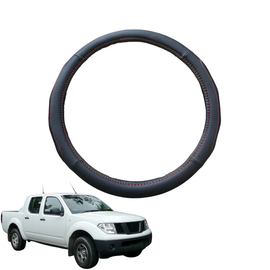 Steering Wheel Cover for Nissan Navara King Cab 2005 - 2014 (D40) - Black Microfiber Leather - Circle 38 cm