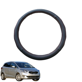 Steering Wheel Cover for Kia Rondo 2013 - 2019 - Black Microfiber Leather - Circle 38 cm
