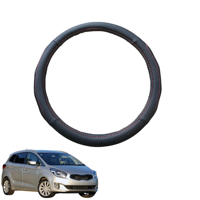 Steering Wheel Cover for Kia Rondo 2013 - 2019 - Black Microfiber Leather - Circle 38 cm