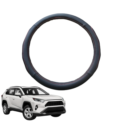 Steering Wheel Cover for Toyota RAV4 2019 - Current (XA50) - Black Microfiber Leather - Circle 38 cm