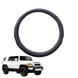 Steering Wheel Cover for Toyota FJ Cruiser 2010 - 2017 - Black Microfiber Leather - Circle 38 cm