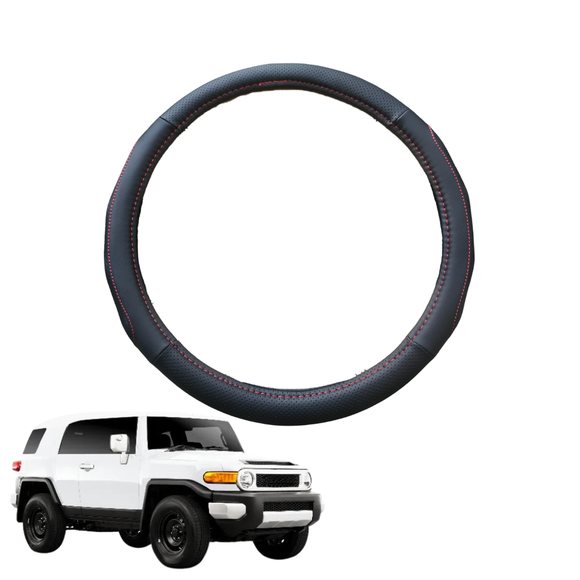 Steering Wheel Cover for Toyota FJ Cruiser 2010 - 2017 - Black Microfiber Leather - Circle 38 cm