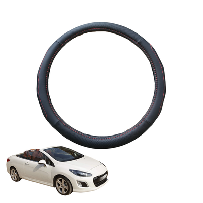 Steering Wheel Cover for Peugeot 308 2007 - 2013 CC Cabriolet (T7) - Black Microfiber Leather - Circle 38 cm