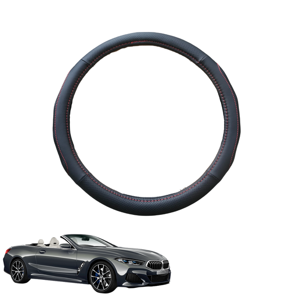 Steering Wheel Cover for BMW 8 Series 2018 - Current Coupe/Convertible (G14 G15) - Black Microfiber Leather - Circle 38 cm