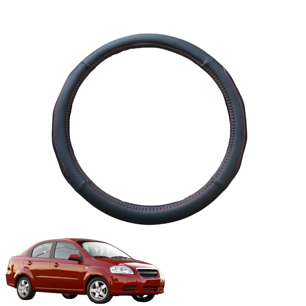 Steering Wheel Cover for Holden Barina 2005 - 2011 (TK) - Black Microfiber Leather - Circle 38 cm