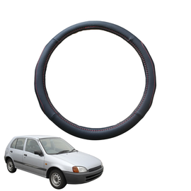 Steering Wheel Cover for Toyota Starlet 1996 - 1999 (P90) - Black Microfiber Leather - Circle 38 cm
