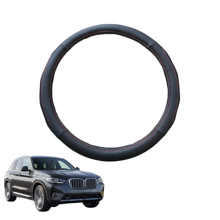 Steering Wheel Cover for BMW X3 2018 - Current (G01) - Black Microfiber Leather - Circle 38 cm