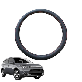 Steering Wheel Cover for Mitsubishi Outlander 2006 - 2012 (CW/ZG/ZH) - Black Microfiber Leather - Circle 38 cm