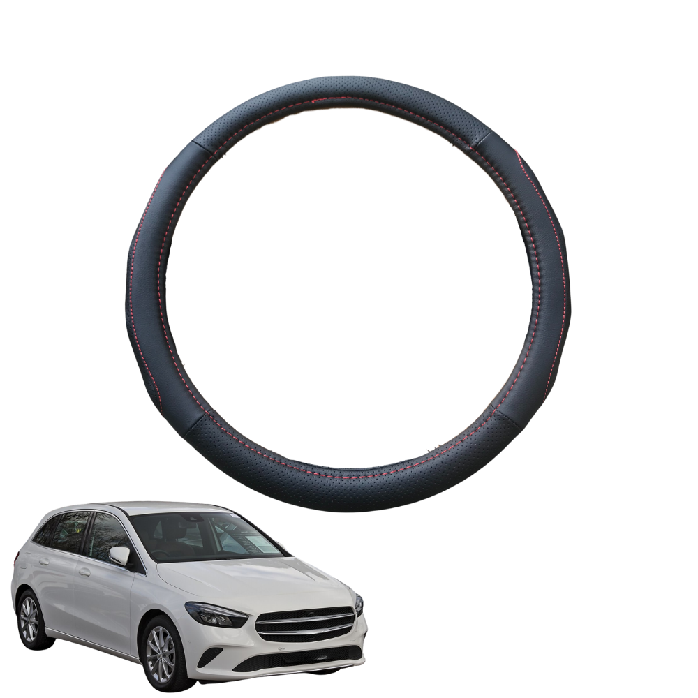 Steering Wheel Cover for Mercedes-Benz B-Class 2011 - 2018 (W246) - Black Microfiber Leather - Circle 38 cm