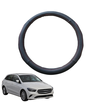 Steering Wheel Cover for Mercedes-Benz B-Class 2011 - 2018 (W246) - Black Microfiber Leather - Circle 38 cm