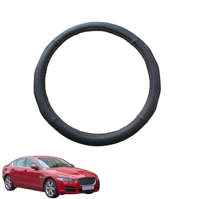 Steering Wheel Cover for Jaguar XE 2015 - Current (X760) - Black Microfiber Leather - Circle 38 cm