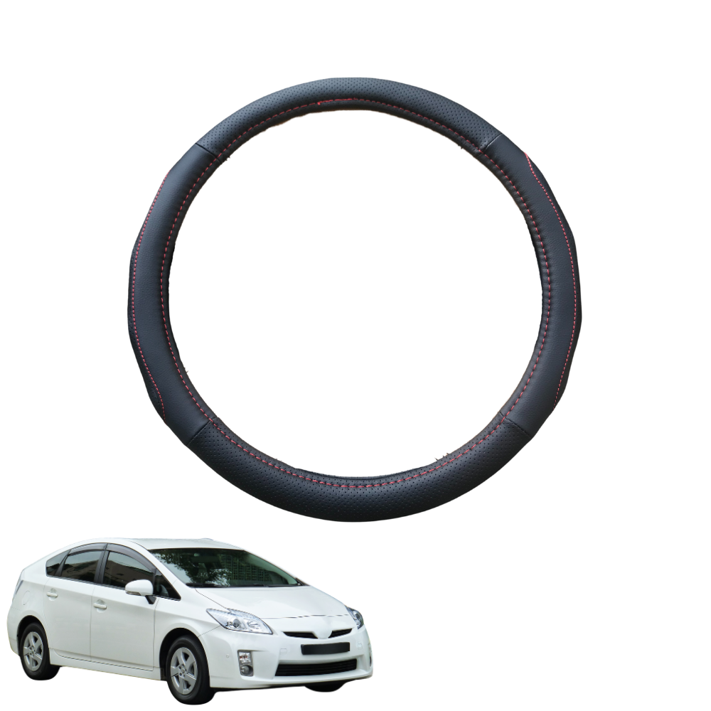 Steering Wheel Cover for Toyota Prius 2009 - 2015 (XW30) - Black Microfiber Leather - Circle 38 cm
