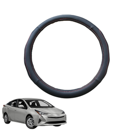 Steering Wheel Cover for Toyota Prius 2016 - Current (XW50) - Black Microfiber Leather - Circle 38 cm