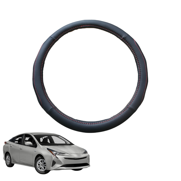 Steering Wheel Cover for Toyota Prius 2016 - Current (XW50) - Black Microfiber Leather - Circle 38 cm