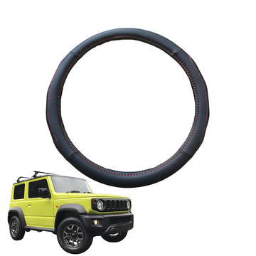 Steering Wheel Cover for Suzuki Jimny XL Manual 2023 - Current (GLX) - Black Microfiber Leather - Circle 38 cm