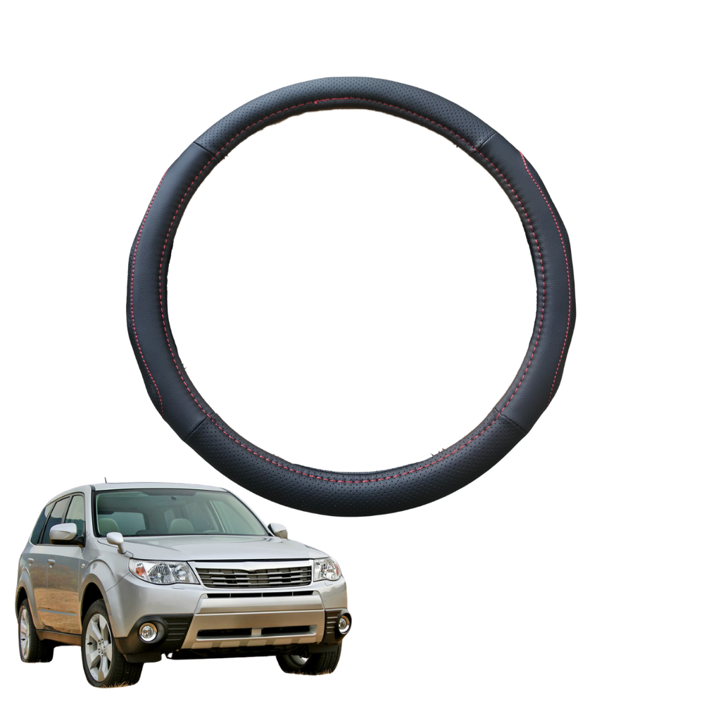 Steering Wheel Cover for Subaru Forester 2008 - 2012 (SH) - Black Microfiber Leather - Circle 38 cm