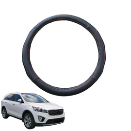 Steering Wheel Cover for Kia Sorento 2015 - 2020 (UM) - Black Microfiber Leather - Circle 38 cm