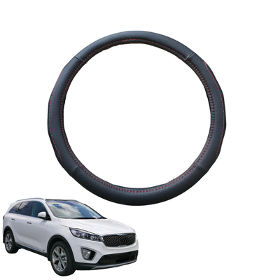 Steering Wheel Cover for Kia Sorento 2015 - 2020 (UM) - Black Microfiber Leather - Circle 38 cm