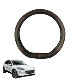 Steering Wheel Cover for Ford Escape 2020 - Current ZH - Black Microfiber Leather - D-Shape 38 cm