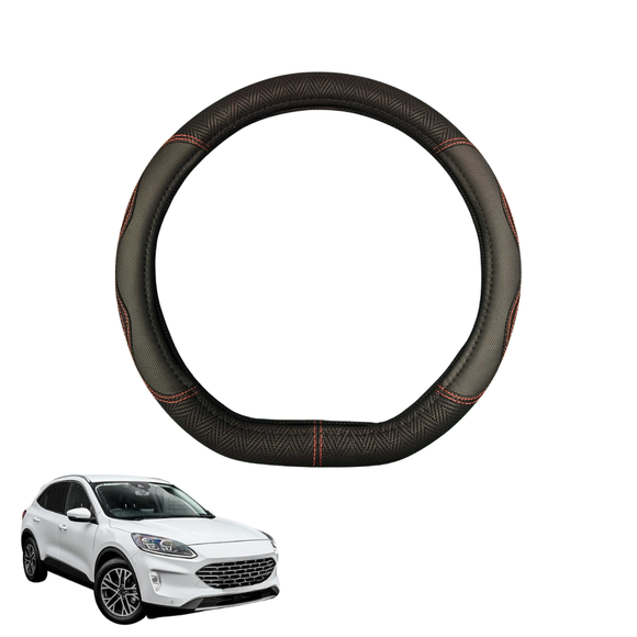 Steering Wheel Cover for Ford Escape 2020 - Current ZH - Black Microfiber Leather - D-Shape 38 cm
