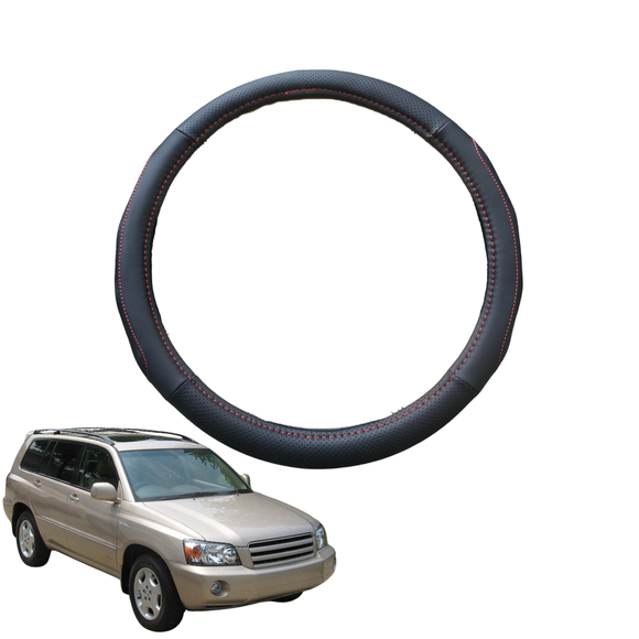 Steering Wheel Cover for Toyota Kluger 2001 - 2007 (XU20) - Black Microfiber Leather - Circle 38 cm