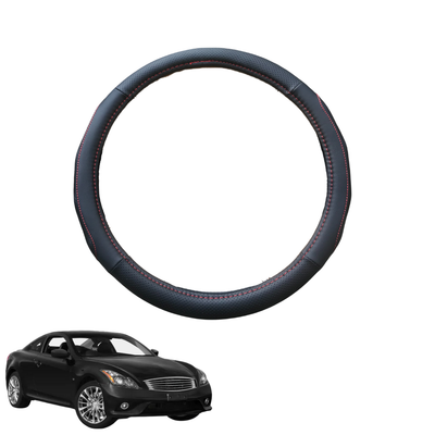 Steering Wheel Cover for Infiniti Q60 2014 - Current Coupe (V36) - Black Microfiber Leather - Circle 38 cm