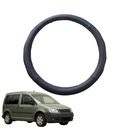 Steering Wheel Cover for VolksWagen Caddy 2005 - 2021 Front Only - Black Microfiber Leather - Circle 38 cm-1