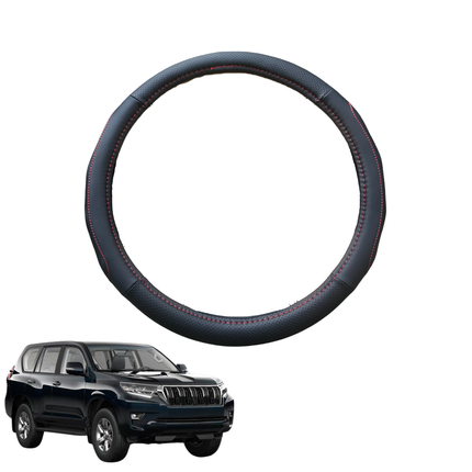 Steering Wheel Cover for Toyota Prado 2013 - 2024 (J150) - Black Microfiber Leather - Circle 38 cm