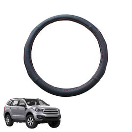 Steering Wheel Cover for Ford Everest 2015 - 2021 UA - Black Microfiber Leather - Circle 38 cm