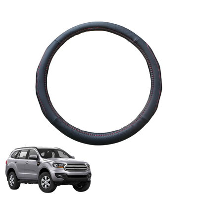 Steering Wheel Cover for Ford Everest 2015 - 2021 UA - Black Microfiber Leather - Circle 38 cm