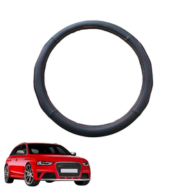 Steering Wheel Cover for Audi A4 S4 RS4 2008 - 2015 (B8) - Black Microfiber Leather - Circle 38 cm
