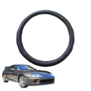 Steering Wheel Cover for Toyota Supra 1993 - 2019 A80, A90 - Black Microfiber Leather - Circle 38 cm-1