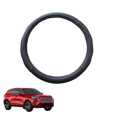 Steering Wheel Cover for GWM Haval Jolion 2020 - Current A01 - Black Microfiber Leather - Circle 38 cm